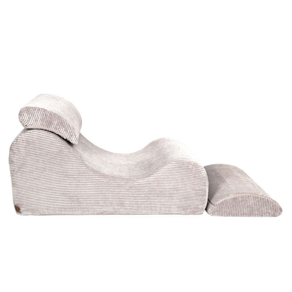Wave Lounger for Kids & Teens - S-Shape, Velvet Corduroy (Ecru) - Tiny Tugz™
