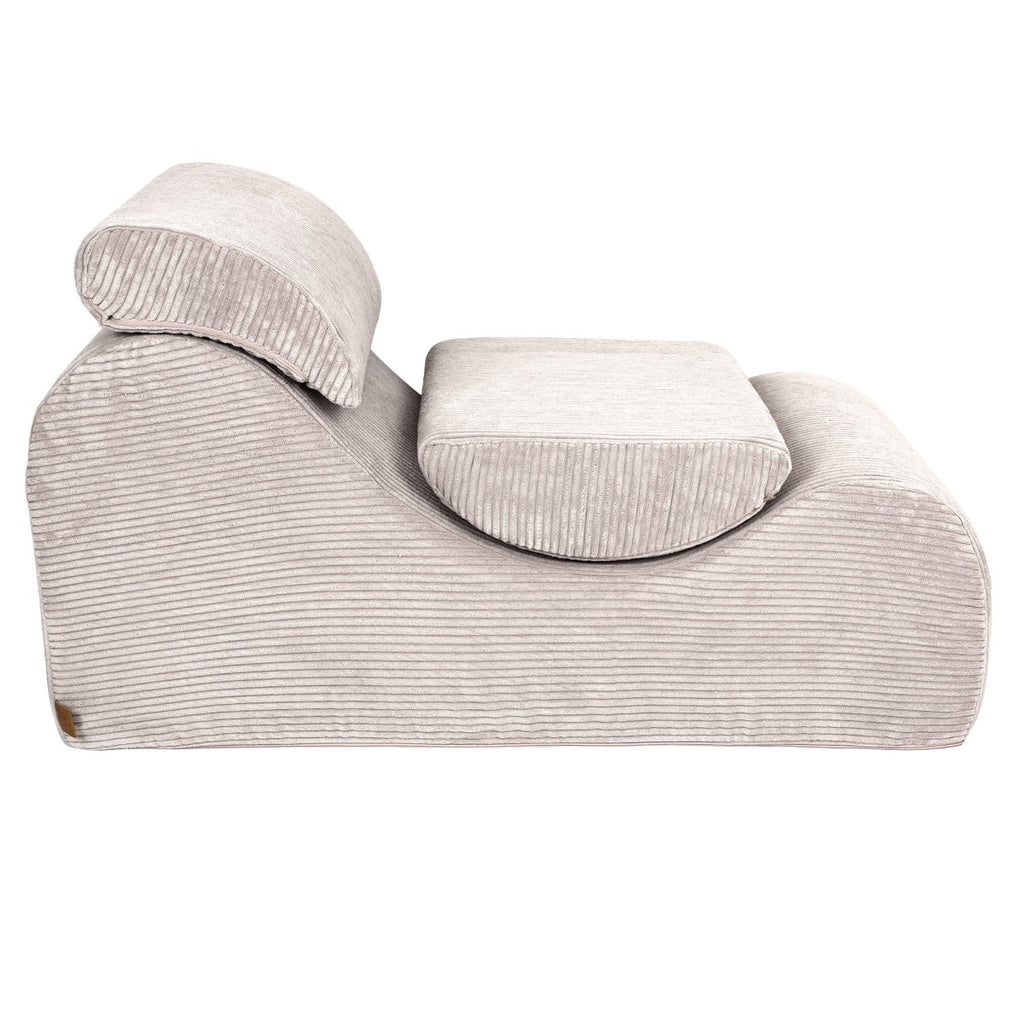 Wave Lounger for Kids & Teens - S-Shape, Velvet Corduroy (Ecru) - Tiny Tugz™