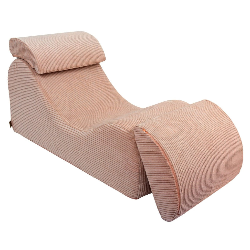 Wave Lounger for Kids & Teens - S-Shape, Velvet Corduroy (Powder Rose) - Tiny Tugz™