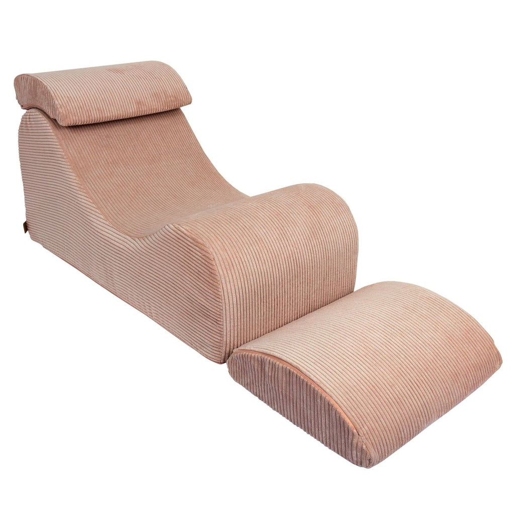 Wave Lounger for Kids & Teens - S-Shape, Velvet Corduroy (Powder Rose) - Tiny Tugz™