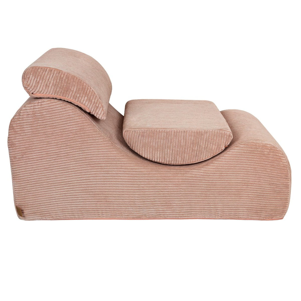 Wave Lounger for Kids & Teens - S-Shape, Velvet Corduroy (Powder Rose) - Tiny Tugz™