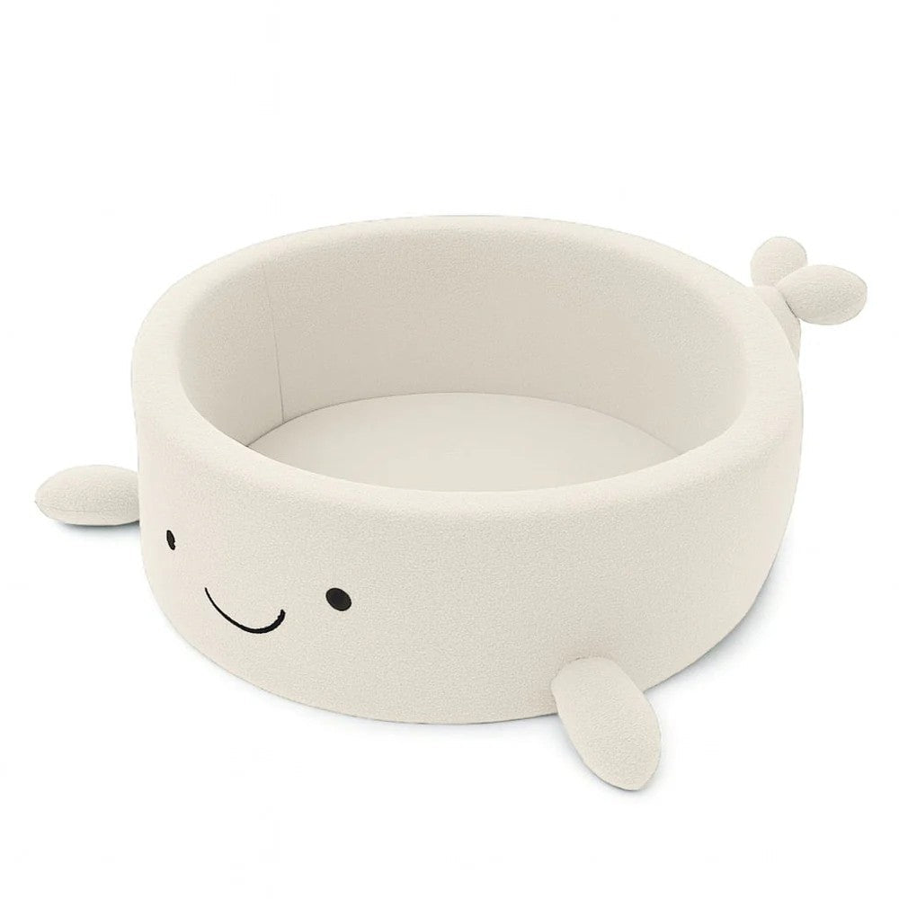 Whale Bouclé Foam Ball Pit (Cream) – Safe Soft Play Pool for Kids (Without Balls) - Tiny Tugz™