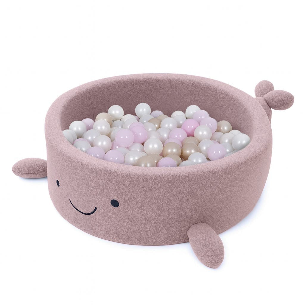 Whale Bouclé Foam Ball Pit (Pink) – Safe Soft Play Pool for Kids (Without Balls) - Tiny Tugz™