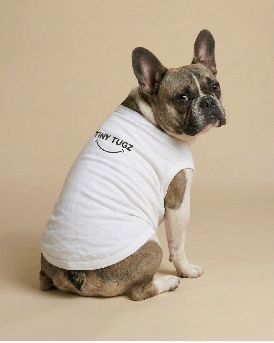 White 100% Organic Cotton Dog T-Shirt - Tiny Tugz™