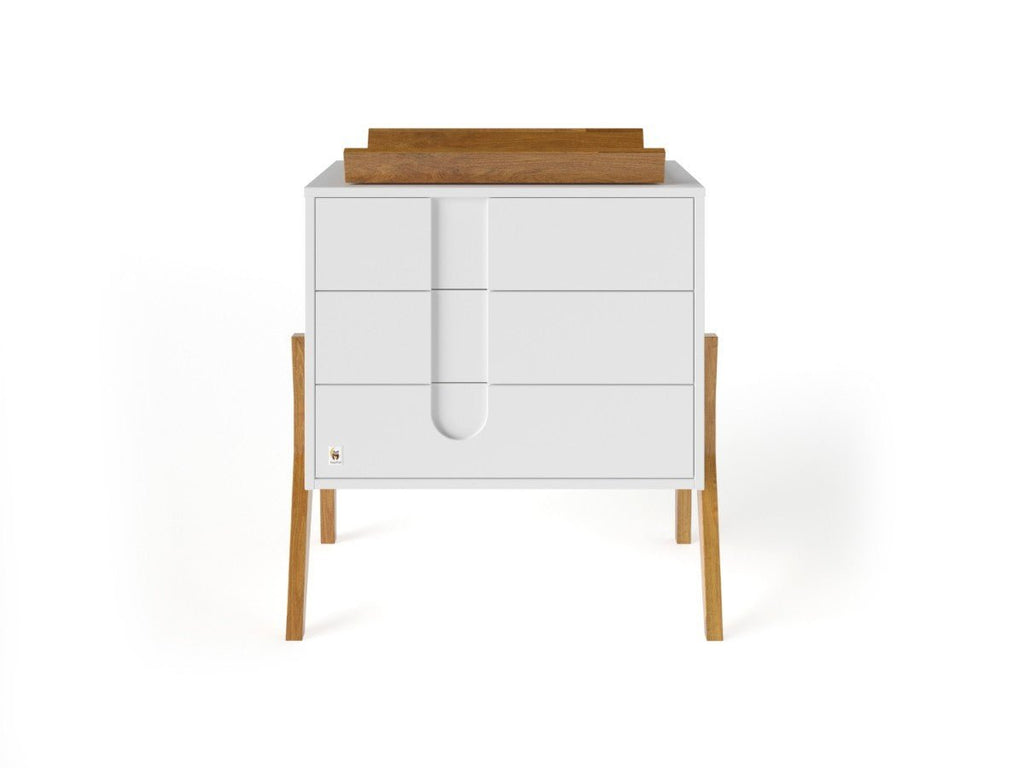 White YappyIcon Solid Oak Changing Top for Nursery Dresser (0–2y) - Tiny Tugz™