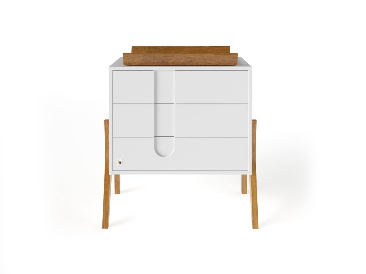 White YappyIcon Solid Oak Changing Top for Nursery Dresser (0–2y) - Tiny Tugz™