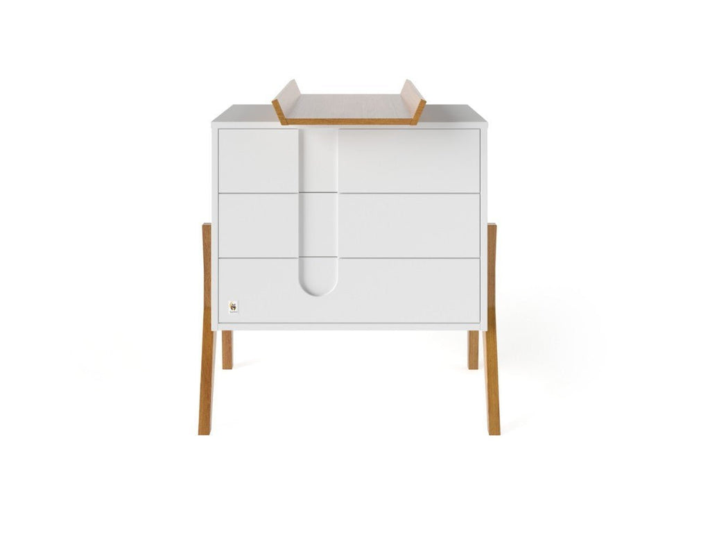 White YappyIcon Solid Oak Changing Top for Nursery Dresser (0–2y) - Tiny Tugz™