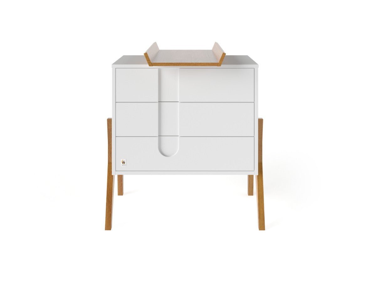 White YappyIcon Solid Oak Changing Top for Nursery Dresser (0–2y) - Tiny Tugz™