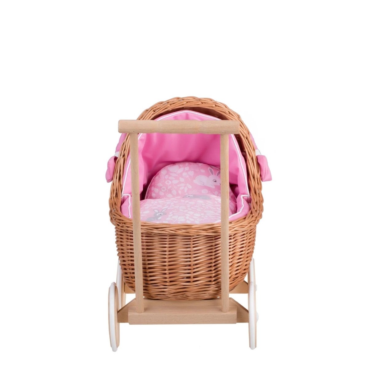 Wicker Doll Pram Lili – Pink Bedding 2 - Tiny Tugz™