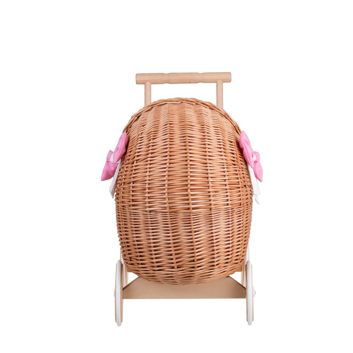 Wicker Doll Pram Lili – Pink Bedding 2 – handwoven Polish wicker pram, made in Poland