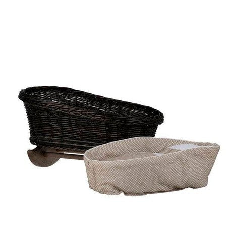 Wicker Rocking Cradle Mimi Dark - Beige Bedding – handwoven Polish wicker cradle, made in Poland
