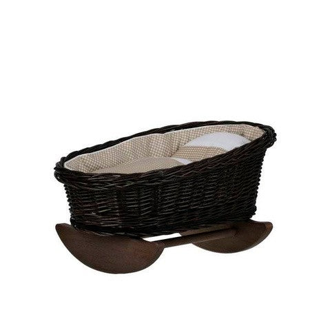 Wicker Rocking Cradle Mimi Dark - Beige Bedding – handwoven Polish wicker cradle, made in Poland