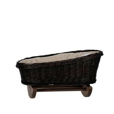 Wicker Rocking Cradle Mimi Dark - Beige Bedding – handwoven Polish wicker cradle, made in Poland