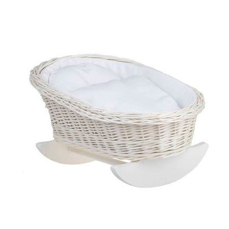 Wicker Rocking Cradle Mimi Light - White Bedding – handwoven Polish wicker cradle, made in Poland
