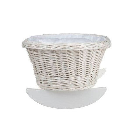 Wicker Rocking Cradle Mimi Light - White Bedding – handwoven Polish wicker cradle, made in Poland