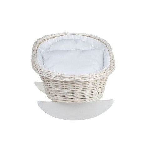 Wicker Rocking Cradle Mimi Light - White Bedding – handwoven Polish wicker cradle, made in Poland