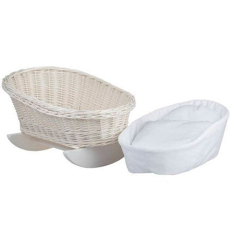 Wicker Rocking Cradle Mimi Light - White Bedding - Tiny Tugz™