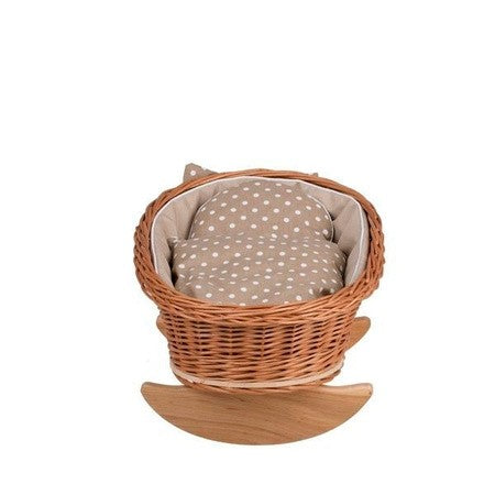 Wicker Rocking Cradle Mimi Natural - Beige Bedding – handwoven Polish wicker cradle, made in Poland