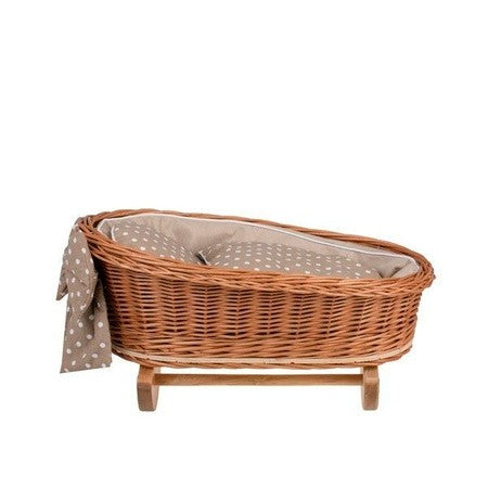 Wicker Rocking Cradle Mimi Natural - Beige Bedding – handwoven Polish wicker cradle, made in Poland