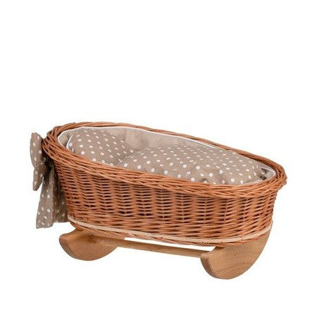 Wicker Rocking Cradle Mimi Natural - Beige Bedding – handwoven Polish wicker cradle, made in Poland