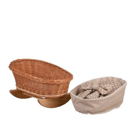 Wicker Rocking Cradle Mimi Natural - Beige Bedding – handwoven Polish wicker cradle, made in Poland