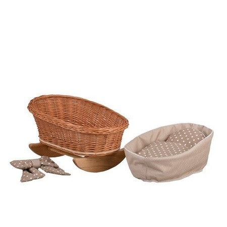 Wicker Rocking Cradle Mimi Natural - Beige Bedding – handwoven Polish wicker cradle, made in Poland