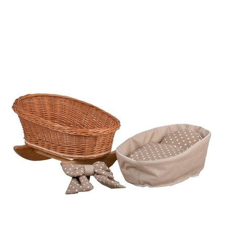 Wicker Rocking Cradle Mimi Natural - Beige Bedding – handwoven Polish wicker cradle, made in Poland