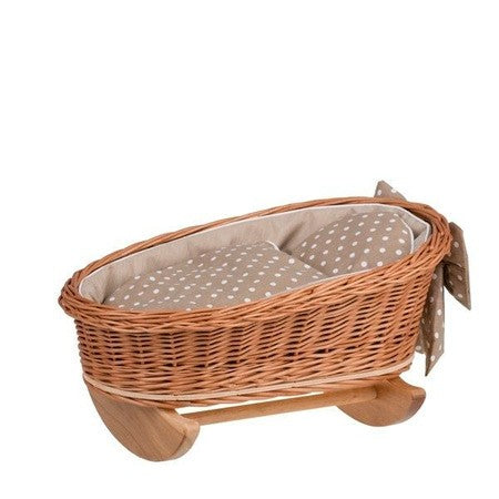 Wicker Rocking Cradle Mimi Natural - Beige Bedding – handwoven Polish wicker cradle, made in Poland