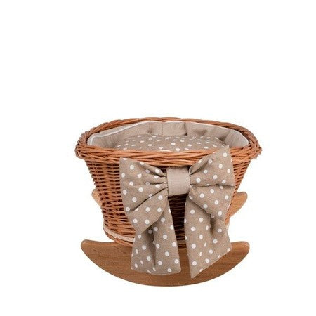 Wicker Rocking Cradle Mimi Natural - Beige Bedding – handwoven Polish wicker cradle, made in Poland