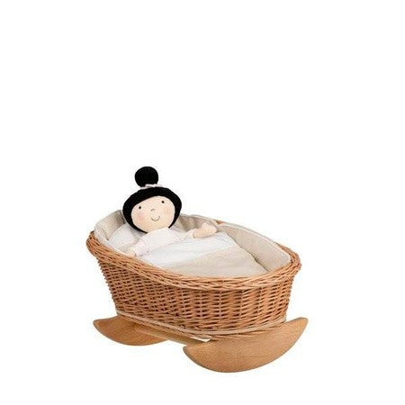 Wicker Rocking Cradle Mimi Natural - White Bedding – handwoven Polish wicker cradle, made in Poland