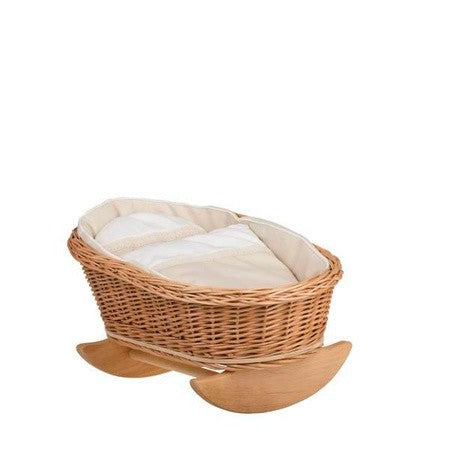 Wicker Rocking Cradle Mimi Natural - White Bedding – handwoven Polish wicker cradle, made in Poland