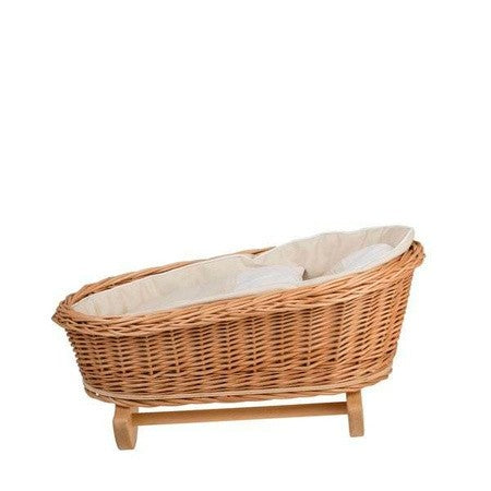 Wicker Rocking Cradle Mimi Natural - White Bedding – handwoven Polish wicker cradle, made in Poland