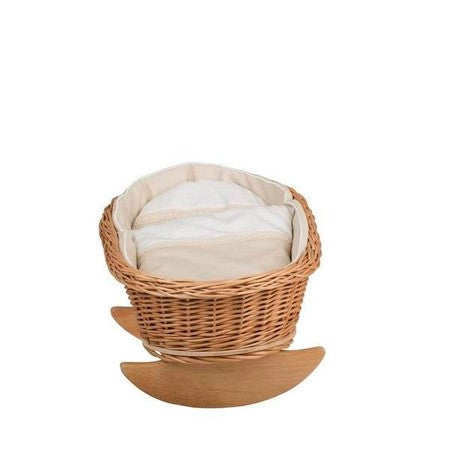 Wicker Rocking Cradle Mimi Natural - White Bedding – handwoven Polish wicker cradle, made in Poland