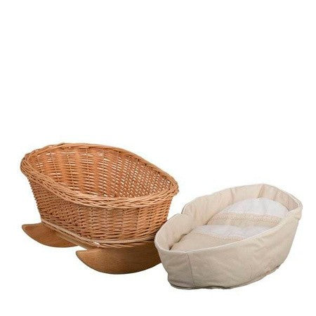 Wicker Rocking Cradle Mimi Natural - White Bedding – handwoven Polish wicker cradle, made in Poland