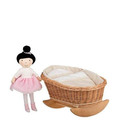 Wicker Rocking Cradle Mimi Natural - White Bedding – handwoven Polish wicker cradle, made in Poland