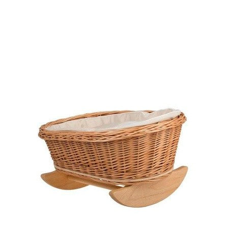 Wicker Rocking Cradle Mimi Natural - White Bedding – handwoven Polish wicker cradle, made in Poland