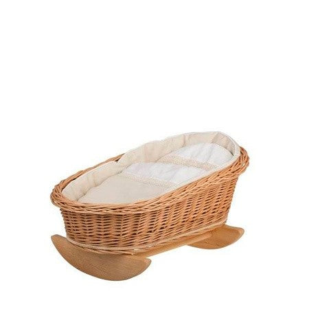 Wicker Rocking Cradle Mimi Natural - White Bedding – handwoven Polish wicker cradle, made in Poland