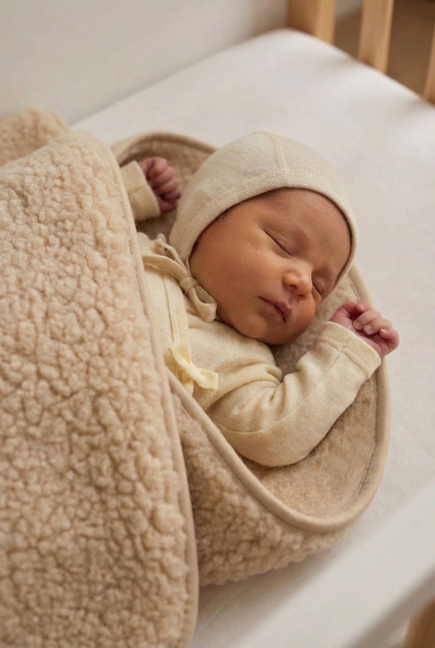 Wool Cradle Blanket - 75x100cm - Single-Layer - Merino Wool - Almond
