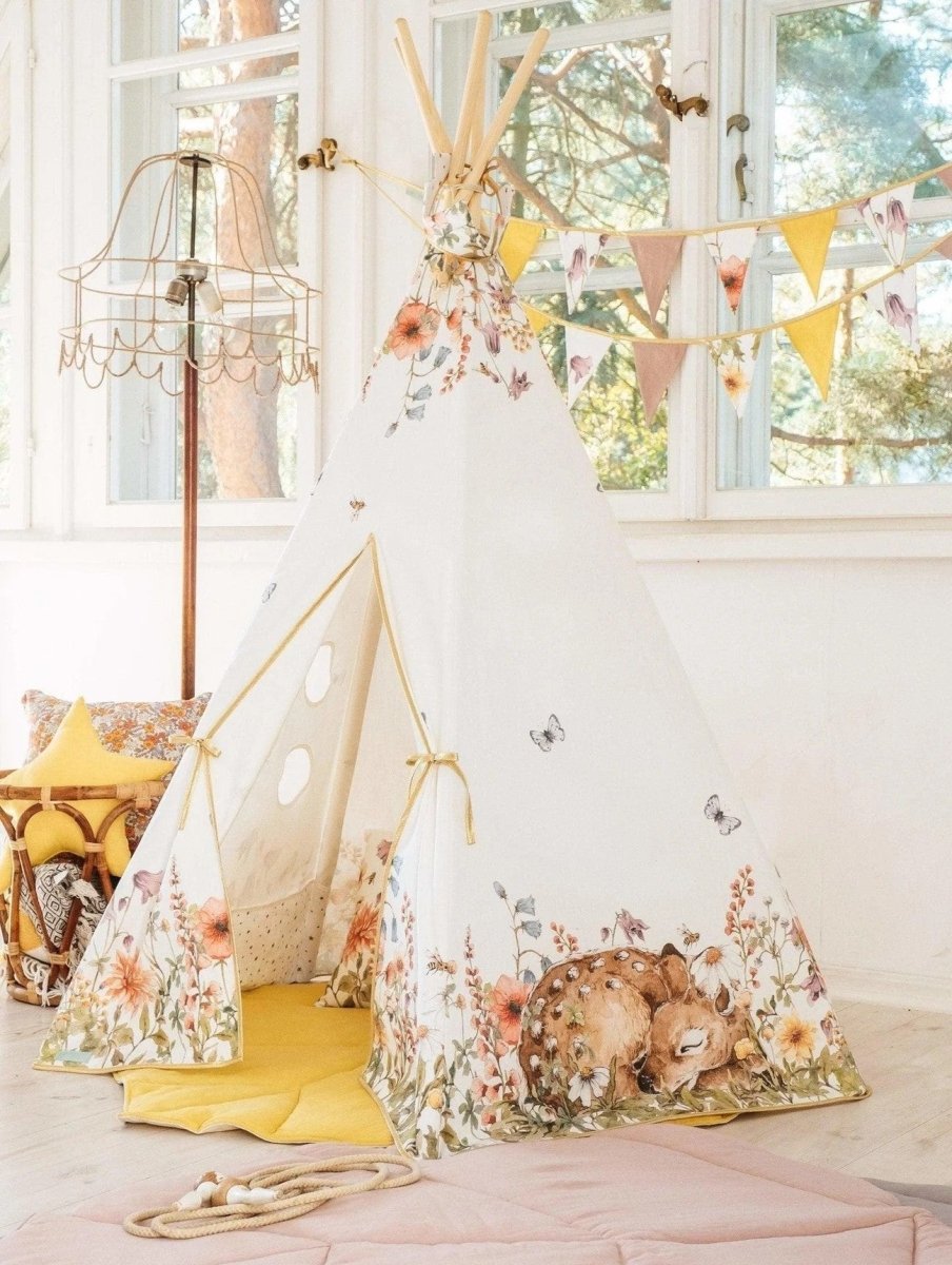 Wildflowers Cotton Teepee Tent for Kids & Toddlers (3y+) - Tiny Tugz™