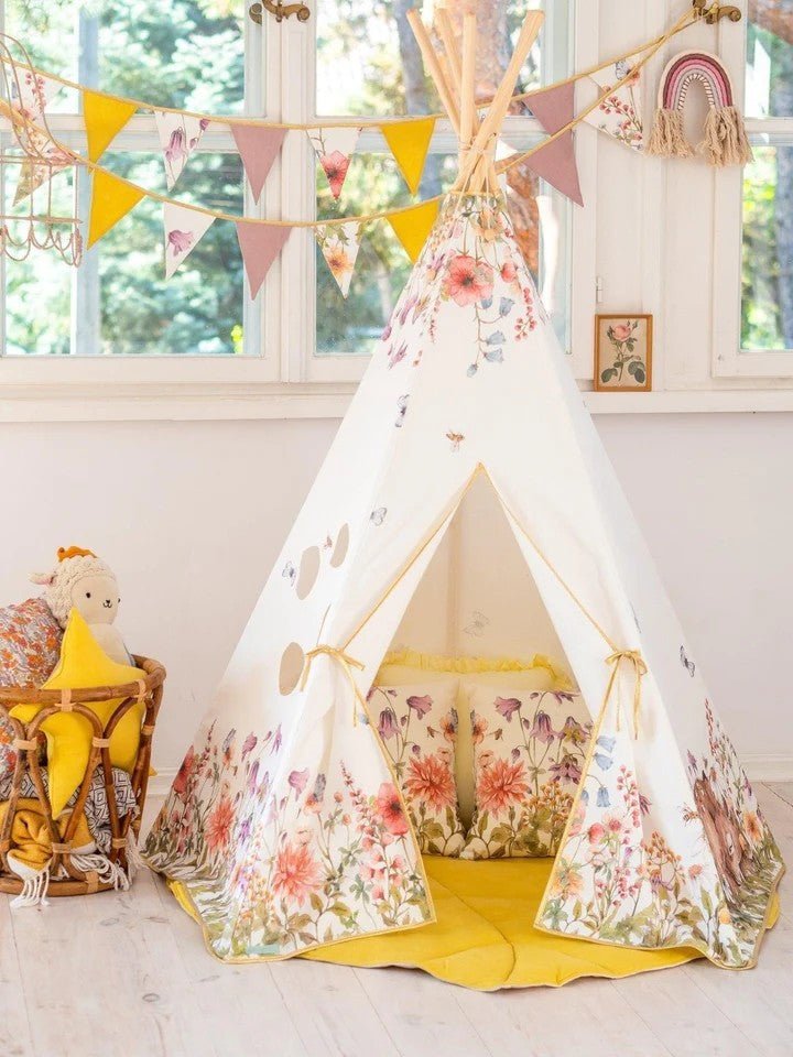 Wildflowers Cotton Teepee Tent for Kids & Toddlers (3y+) - Tiny Tugz™
