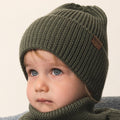 Winter Merino Wool Hat for Kids - Olive