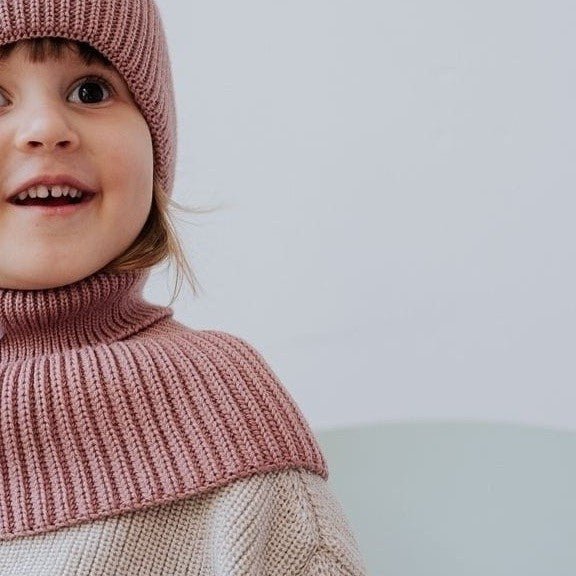 Winter Merino Wool Tube Scarf for Kids - Blush - Tiny Tugz™