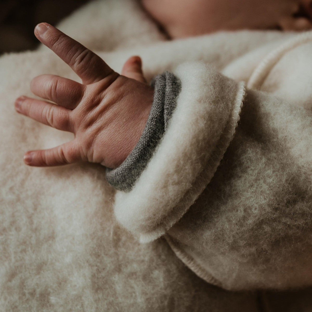 Wool Baby/Newborn Cardigan - Merino Wool Fleece - Natural