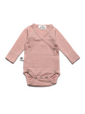 Wool Wrap Romper, Long Sleeve - Merino Wool - Misty Rose