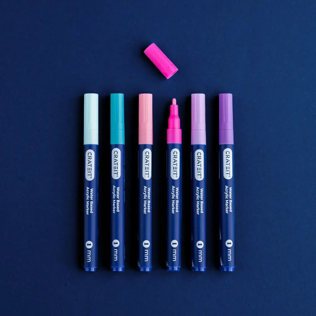 Wonderland Acrylic Markers for Wooden Toys - 1 mm Tip - 6 Pack - Tiny Tugz™
