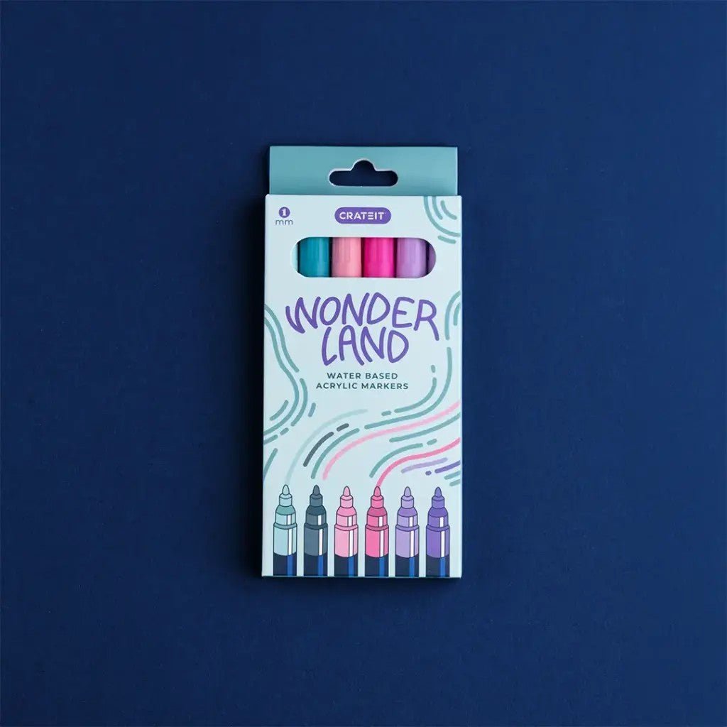 Wonderland Acrylic Markers for Wooden Toys - 1 mm Tip - 6 Pack - Tiny Tugz™