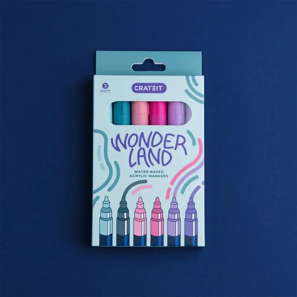 Wonderland Acrylic Markers for Wooden Toys - 3 mm Tip - 6 Pack - Tiny Tugz™