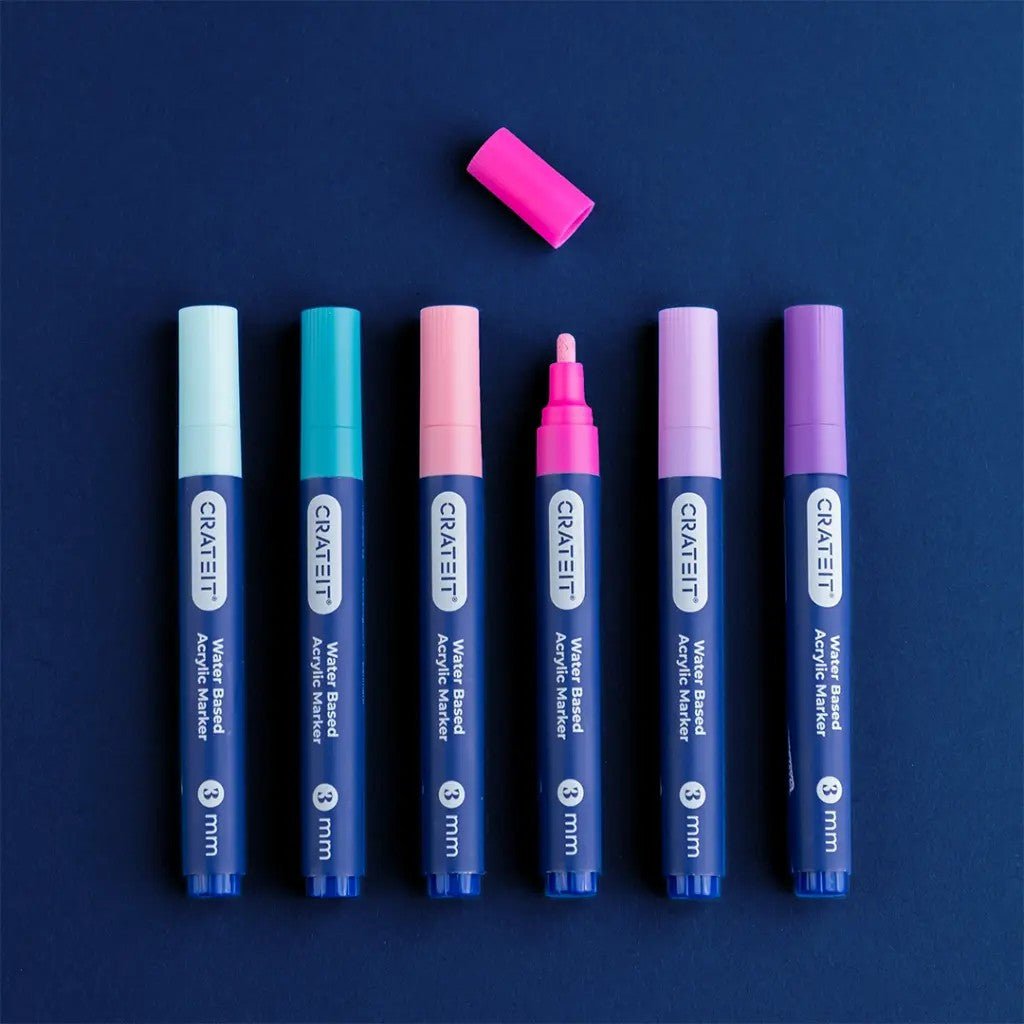 Wonderland Acrylic Markers for Wooden Toys - 3 mm Tip - 6 Pack - Tiny Tugz™
