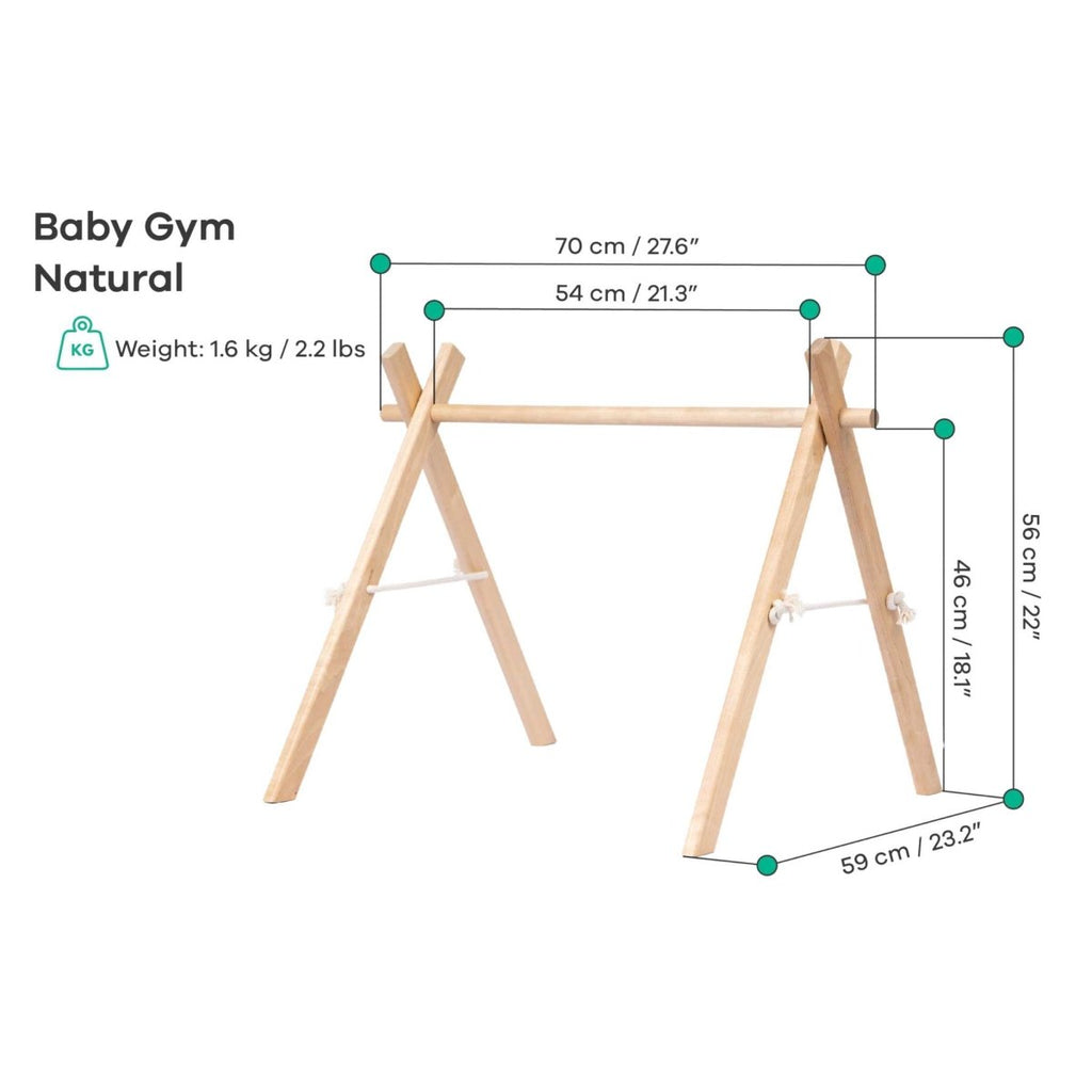 Wooden Baby Gym with Blue Toys – Montessori Play Arch - Tiny Tugz™