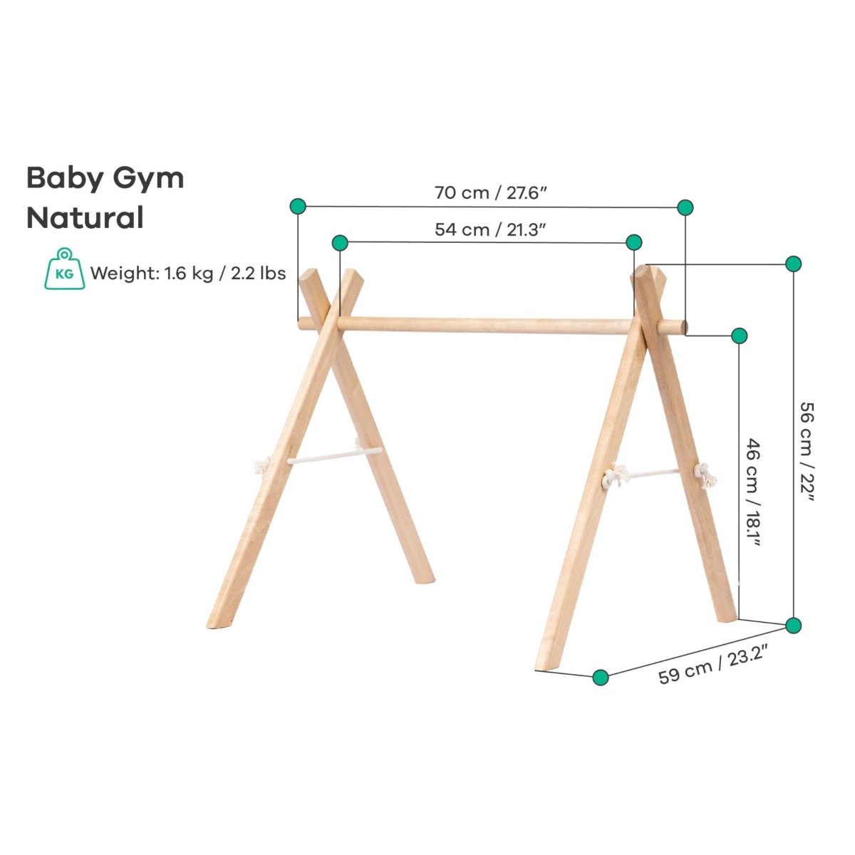 Wooden Baby Gym with Blue Toys – Montessori Play Arch - Tiny Tugz™